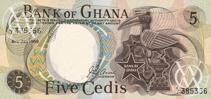 Ghana - Pick 11b - 5 Cedis - 1969 rok