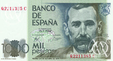 Spain - Pick 158 - 1.000 Pesetas - 1979 rok