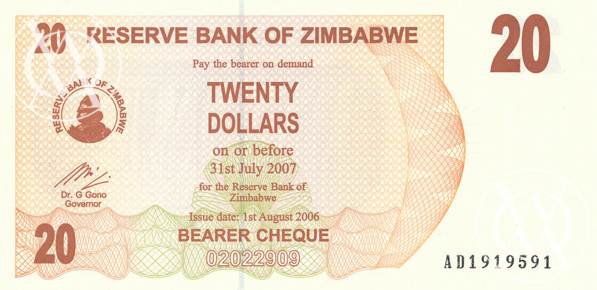 Zimbabwe - Pick 40 - 20 Dollars - 2006 rok
