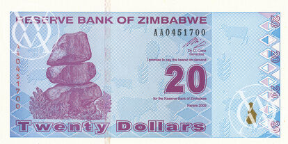 Zimbabwe - Pick 95 - 20 Dollars - 2009 rok