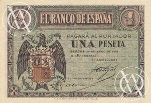 Spain - Pick 108 - 1 Peseta - 1938 rok