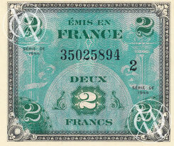 France - Pick 114 - 2 Francs - 1944 rok