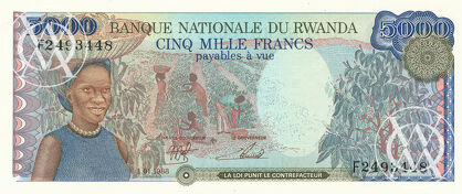 Rwanda - Pick 22 - 5.000 Francs - 1988 rok