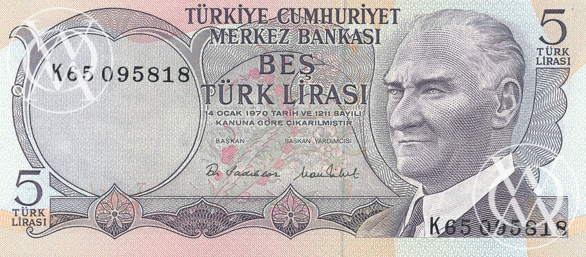 Turkey - Pick 185 - 5 Lirasi