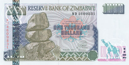 Zimbabwe - Pick 12 - 1.000 Dollars
