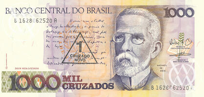 Brazil - Pick 216b - 1 Cruzado Novo on 1000 Cruzados