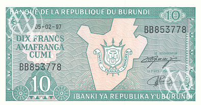 Burundi - Pick 33d - 10 Francs