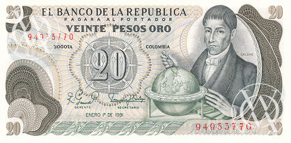 Colombia - Pick 409d - 20 Pesos Oro - 1983 rok