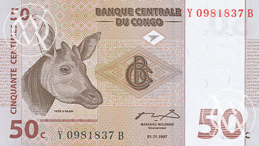 Congo Democratic Republic - Pick 84 - 50 Centimes