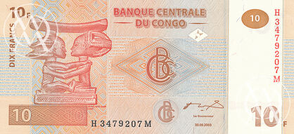 Congo Democratic Republic - Pick 93 - 10 Francs