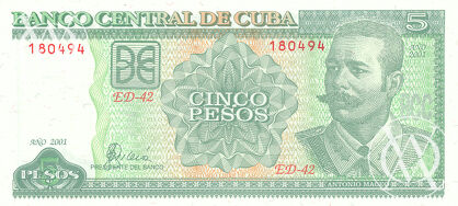Cuba - Pick 116 - 5 Pesos - 2001 rok