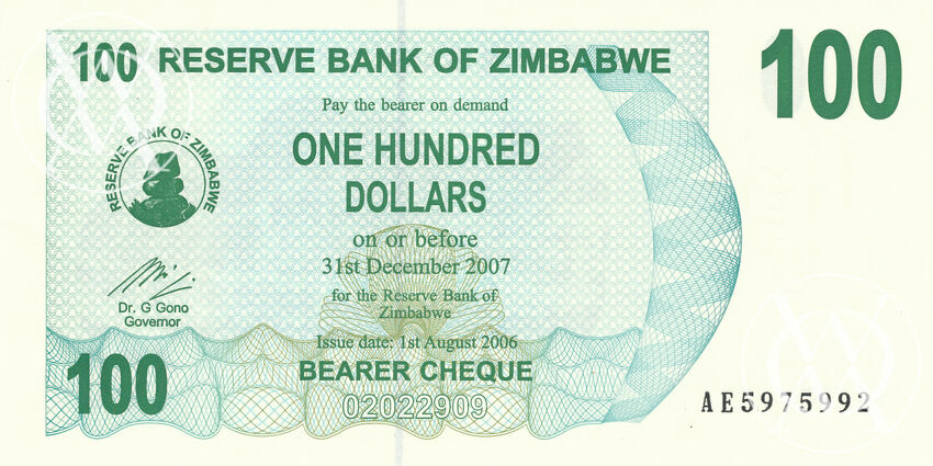 Zimbabwe - Pick 42 - 100 Dollars - 2006 rok