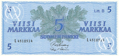 Finland - Pick 106A - 5 Markkaa