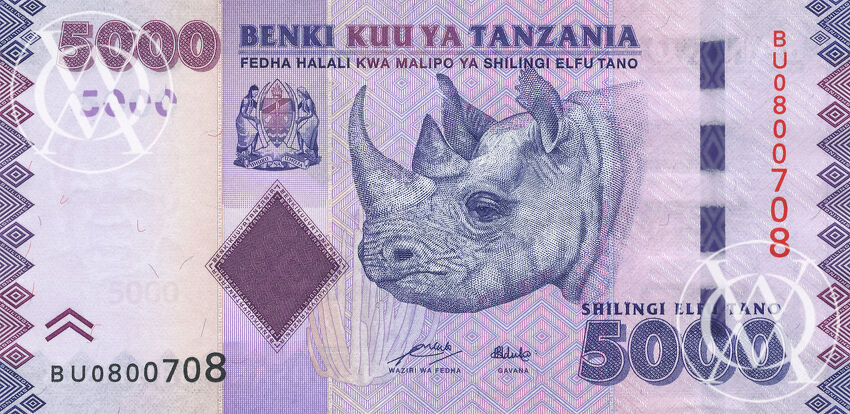 Tanzania - Pick 43a - 5.000 Shilingi - 2010 rok