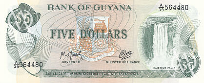 Guyana - Pick 22f - 5 Dollars