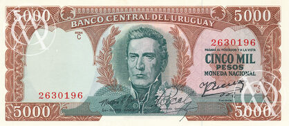 Uruguay - Pick 50b - 5000 Pesos - 1967 rok