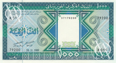 Mauritania - Pick 7A - 1.000 Ouguiya - 1989 rok