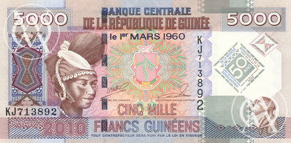Guinea - Pick 44 - 5.000 Francs - 2011 rok