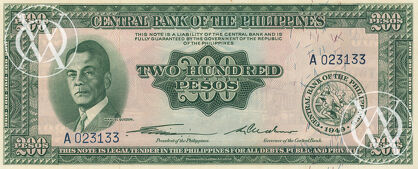 Philippines - Pick 140a - 200 Pesos - 1949 rok