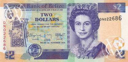 Belize - Pick 66e - 2 Dollars - 2014 rok