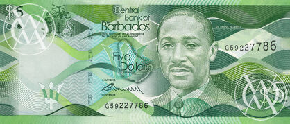 Barbados - Pick 74 - 5 Dollars - 2013 rok