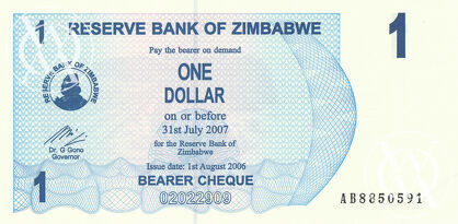 Zimbabwe - Pick 37 - 1 Dollar - 2006 rok