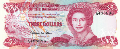 Bahamas - Pick 44a - 3 Dollars - 1984 rok