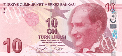 Turkey - Pick 223 - 10 Lirasi - 2009 rok