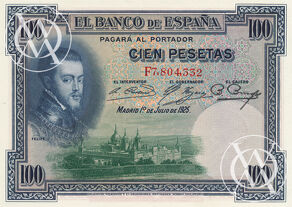 Spain - Pick 69c - 100 Pesetas - 1925 rok