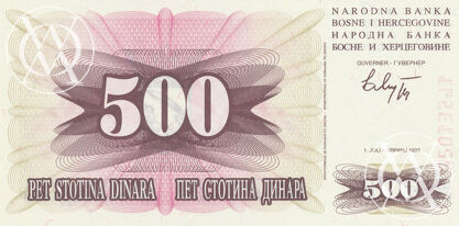 Bosnia Herzegovina - Pick 14 - 500 Dinara - 1992 rok