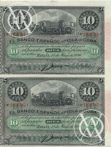 Cuba - Pick 49d - 10 Pesos - 1896 rok - arkusz dwóch banknotów