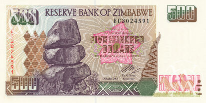 Zimbabwe - Pick 11b - 500 Dollars - 2004 rok