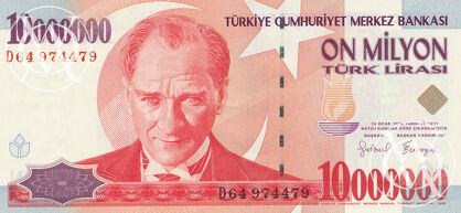 Turkey - Pick 214 - 10.000.000 Lirasi - 1999 rok