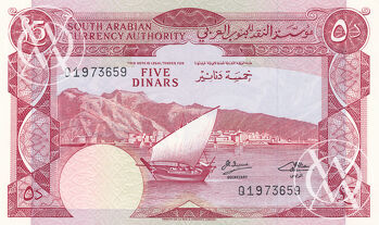 Yemen Democratic Republic - Pick 4b - 5 Dinars - 1965 rok