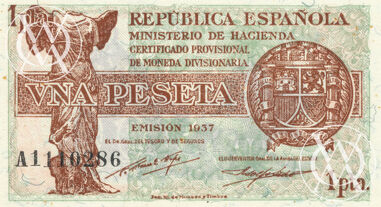 Spain - Pick 94 - 1 Peseta - 1937 rok