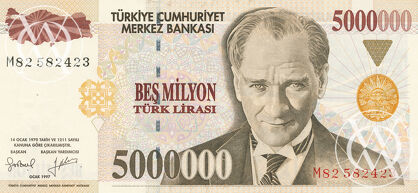 Turkey - Pick 210b - 5.000.000 Lirasi - 1997 rok