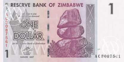 Zimbabwe - Pick 65 - 1 Dollar - 2007 rok