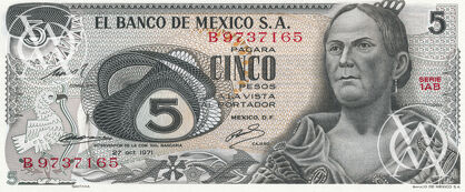 Mexico - Pick 62b(1) - 5 Pesos - 1971 rok