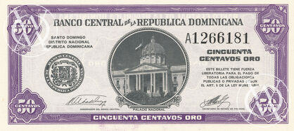 Dominican Republic - Pick 89 - 50 Centavos Oro - 1961 rok