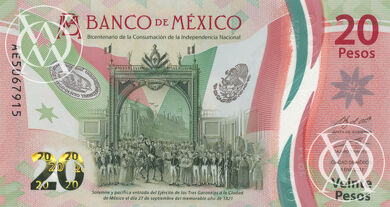 Mexico - Pick nowy (2) - 20 Pesos - 2021 rok - banknot okolicznościowy z okazji 200-lecia niepodległości Meksyku